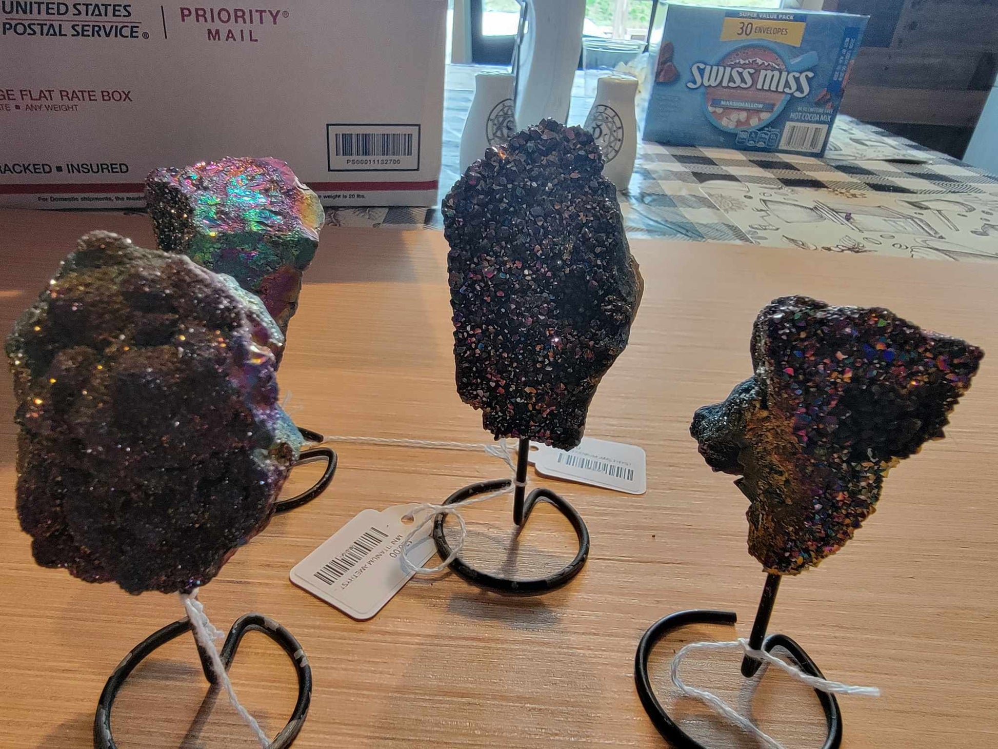 MINI TITANIUM AMETHYST DRUZY W/ METAL BASE (2.0" - 3.0") AVG