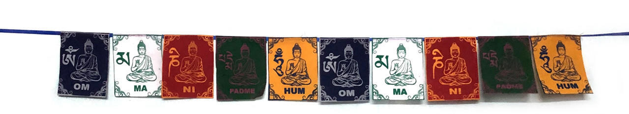 Prayer Flag Tibetan Divya Mantra Om Mani Padme Hum Buddha, approx. 4.5"x3.5"