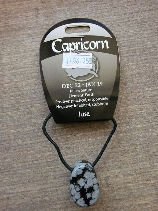 Capricorn Snowflake Obsidian Gemstone Necklace