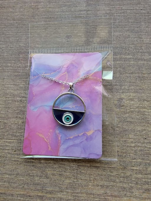Silver Circular Evil Eye Necklace