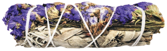 Sage Smudge Stick With Purple Sinuata 4 Inch