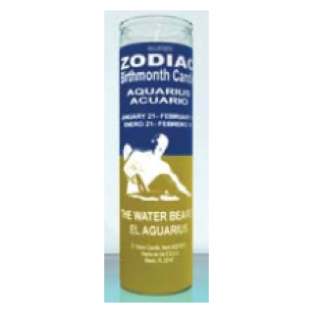 Zodiac Aquarius 7 Day Candle, Blue/Yellow