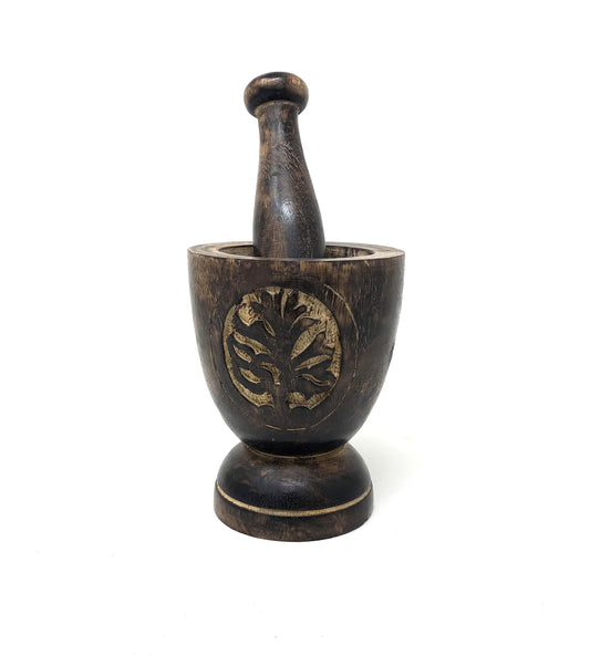 Wooden Mortar & Pestle Tree of Life