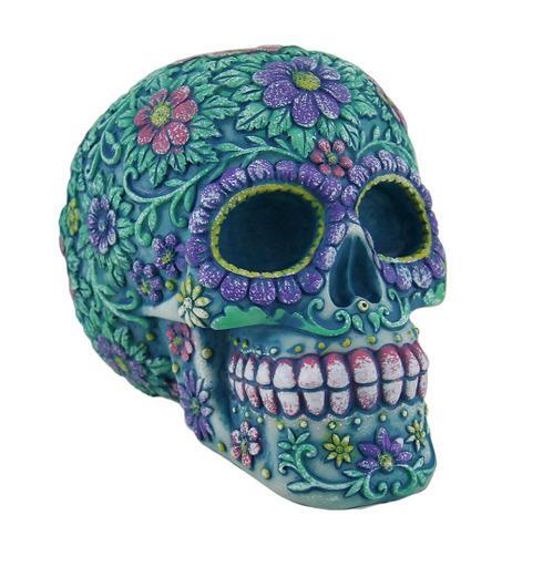 Aqua Pink Day of the Dead Sugar Skull Coin Bank Mexican Dia De Los Muertos New
