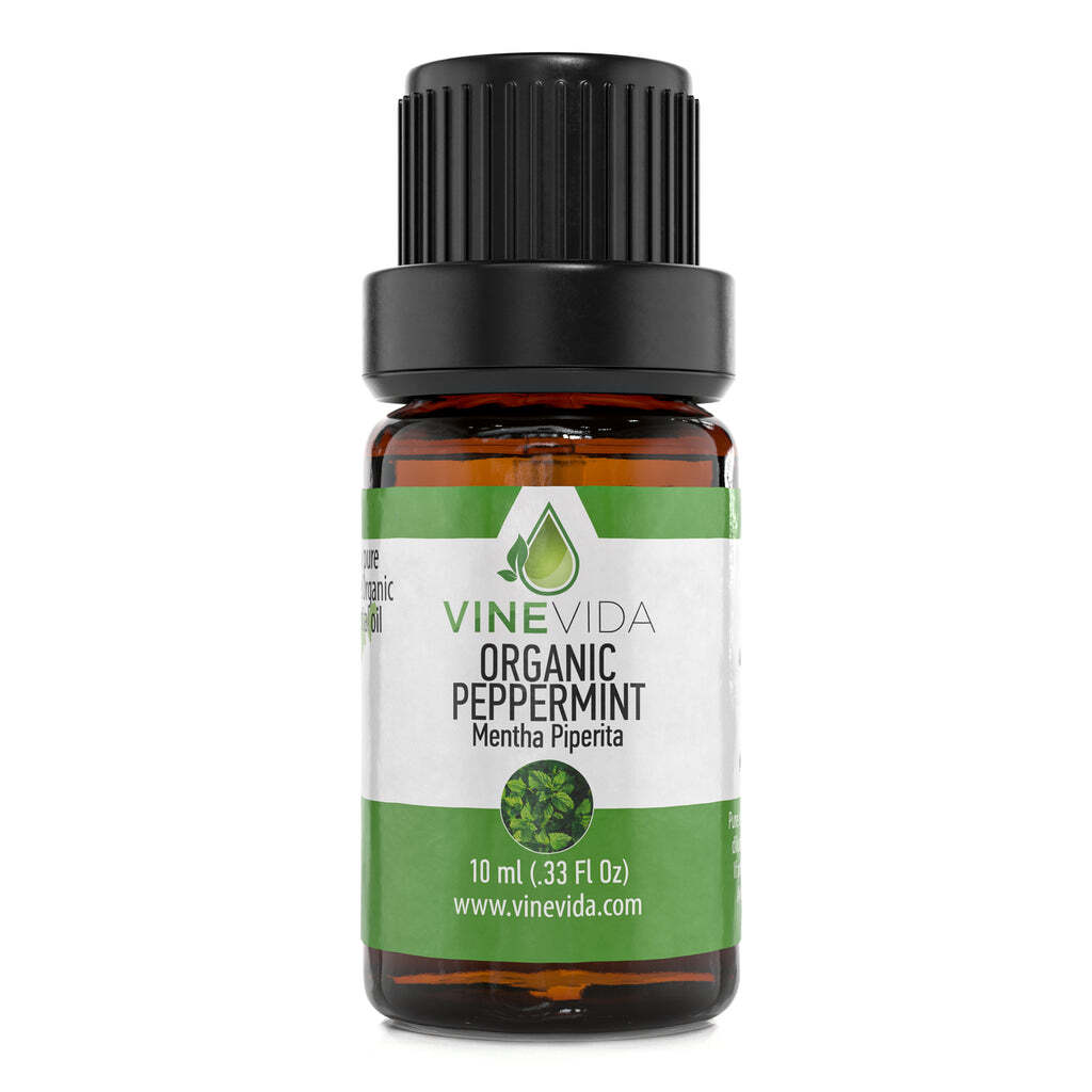 Organic Peppermint Essential Oil - 100% Pure Undiluted Therapeutic Grade Peppermint Oil by VINEVIDA - 10mL Organic Peppermint Diffuser Aromatherapy - Organic Peppermint Oil for Pain & More