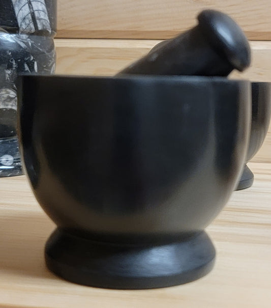Mortar & Pestle Black 3 Inch Marble