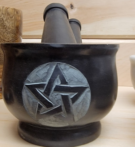 Mortar & Pestle Black 3" Pentacle