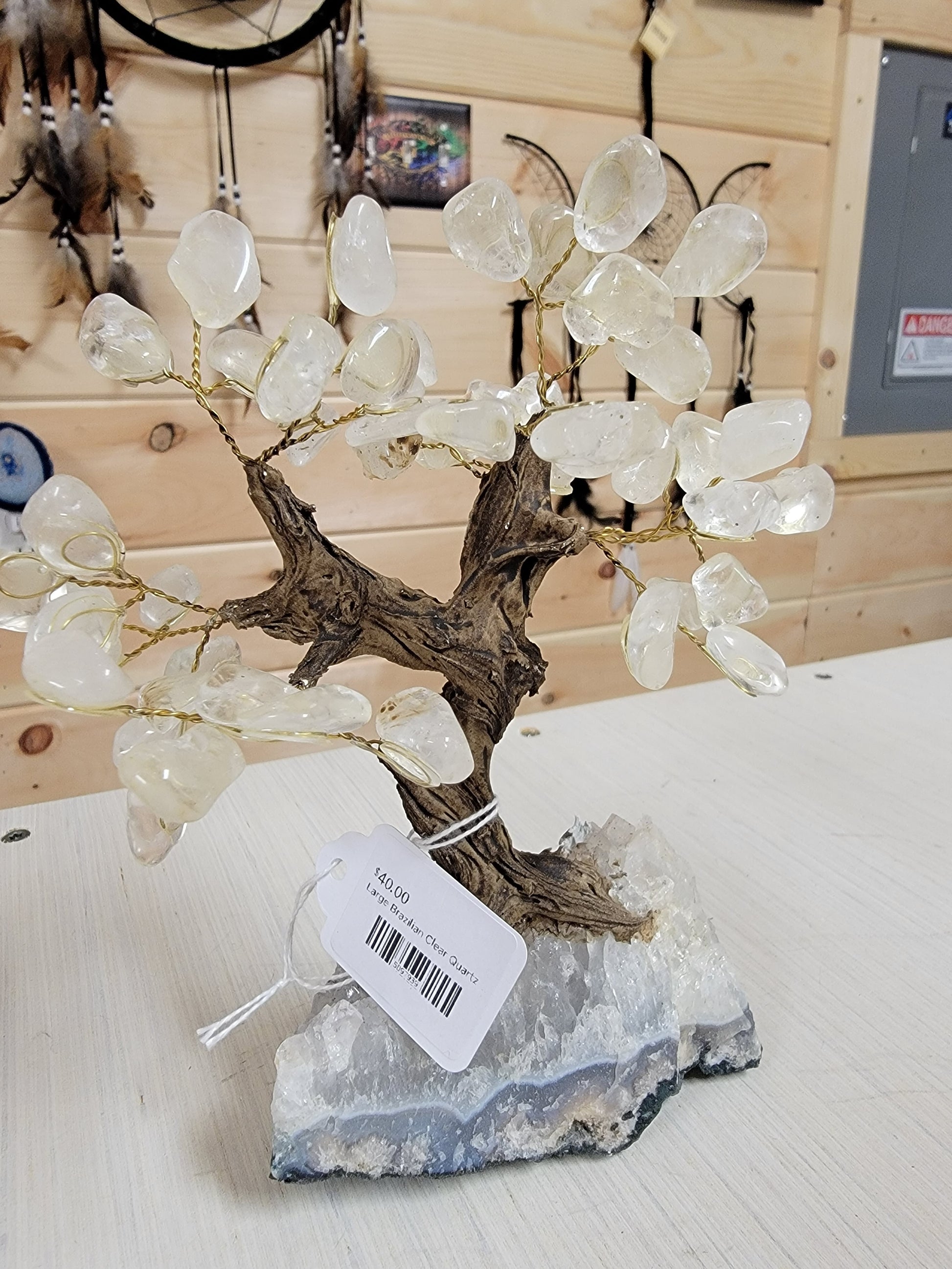 Large Brazilian Clear Quartz Tree W/Crystal Base