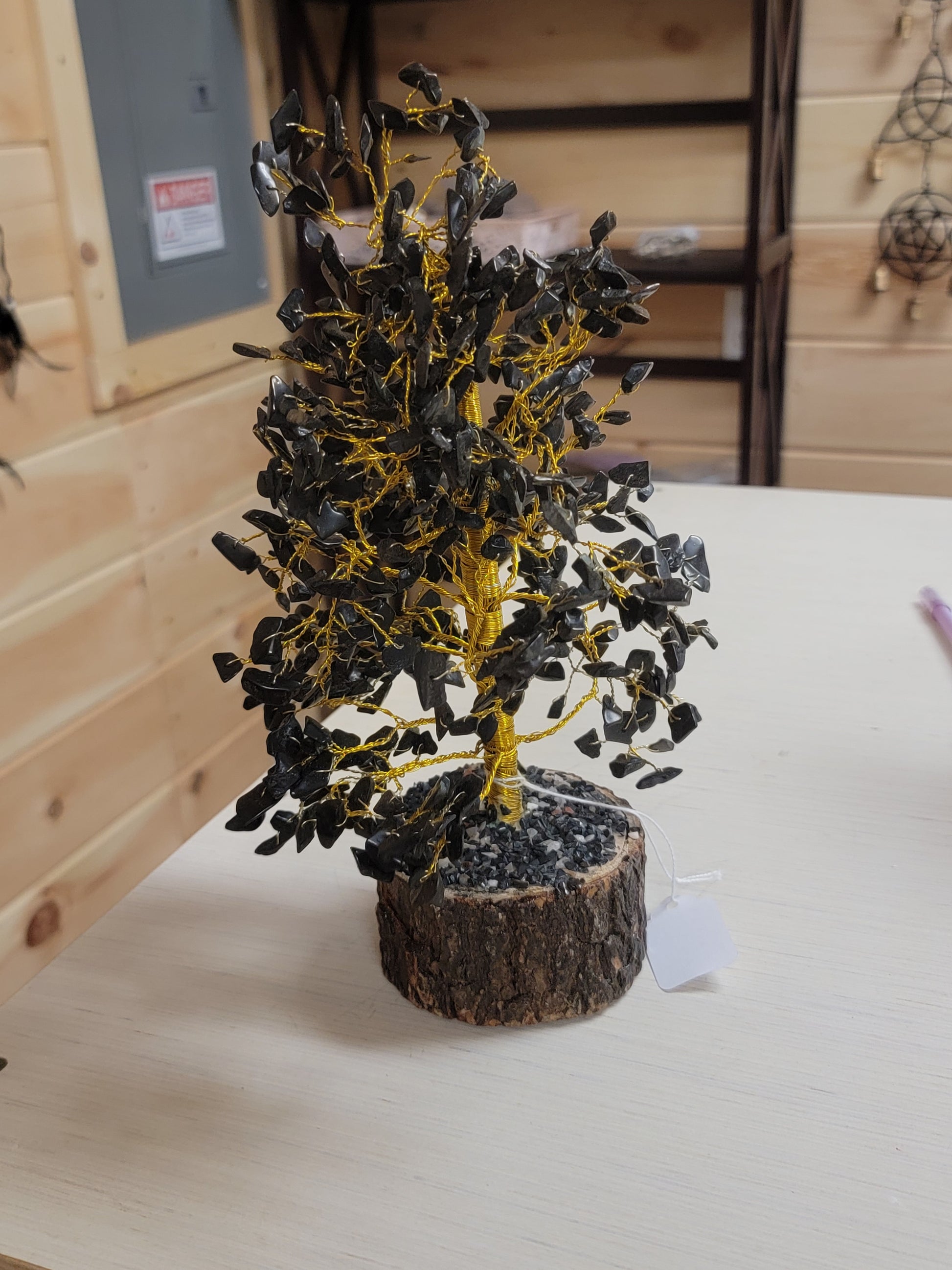 Black Tourmaline 500 Gem Tree W/Gold Wire