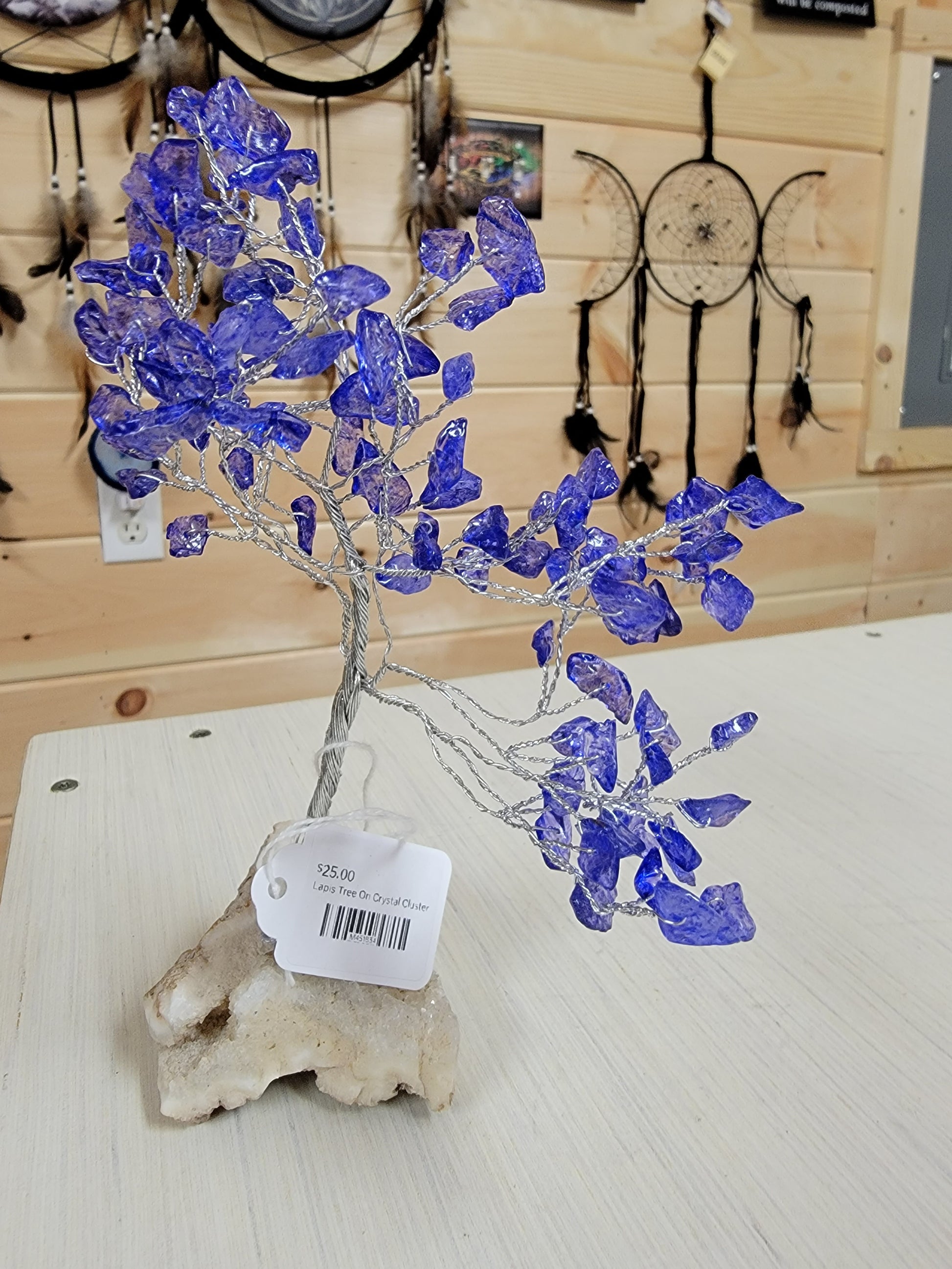 Lapis Tree On Crystal Cluster