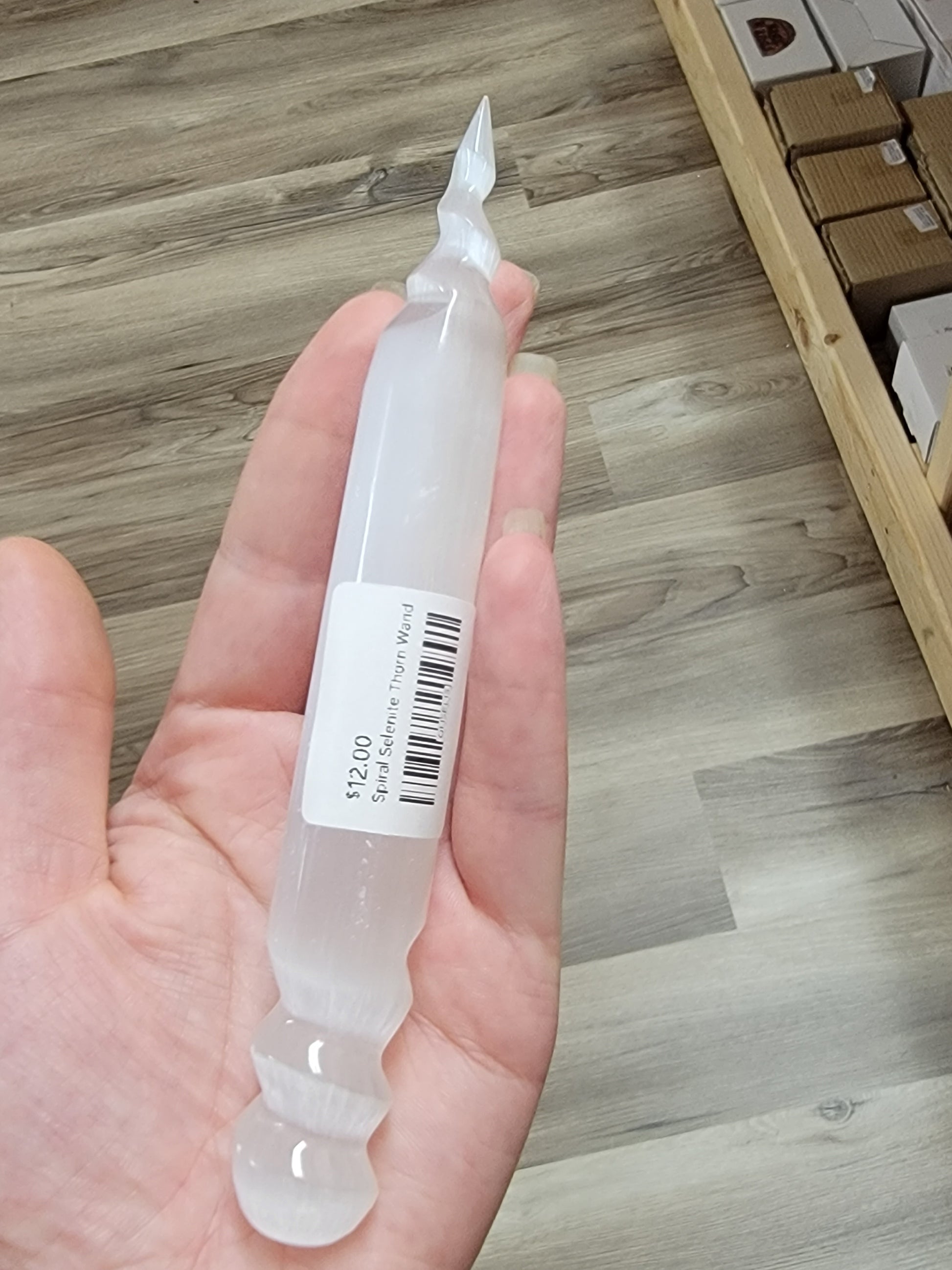 Spiral Selenite Thorn Wand