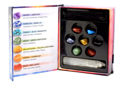 7 Chakra Stone Kit with Selenite Crystal Wand