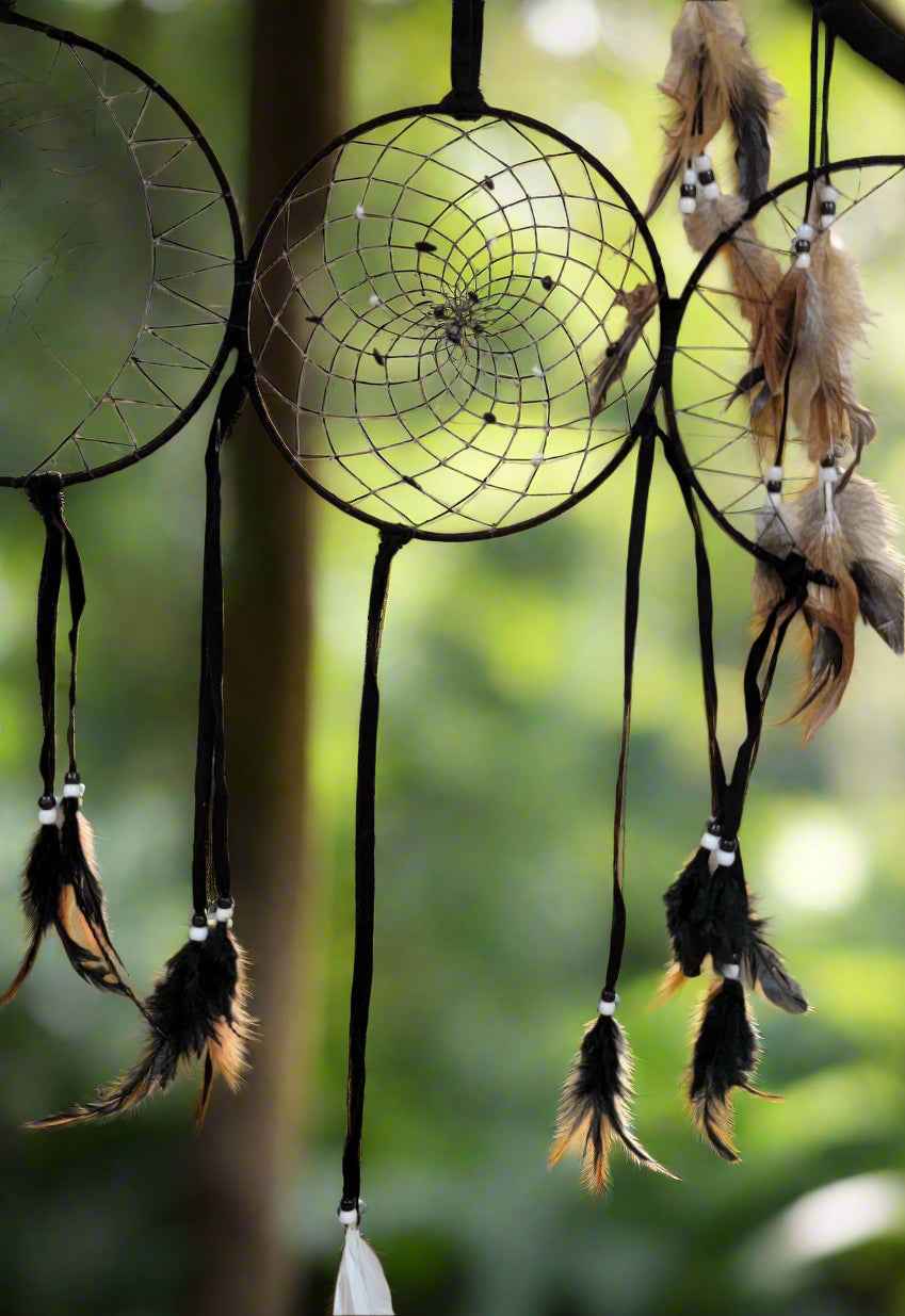 Triple Moon Dream Catcher - Handcrafted Spiritual Wall Decor