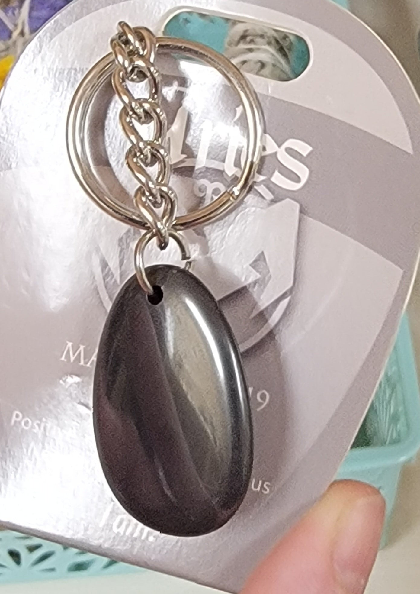 Aries Zodiac Hematite Keychain