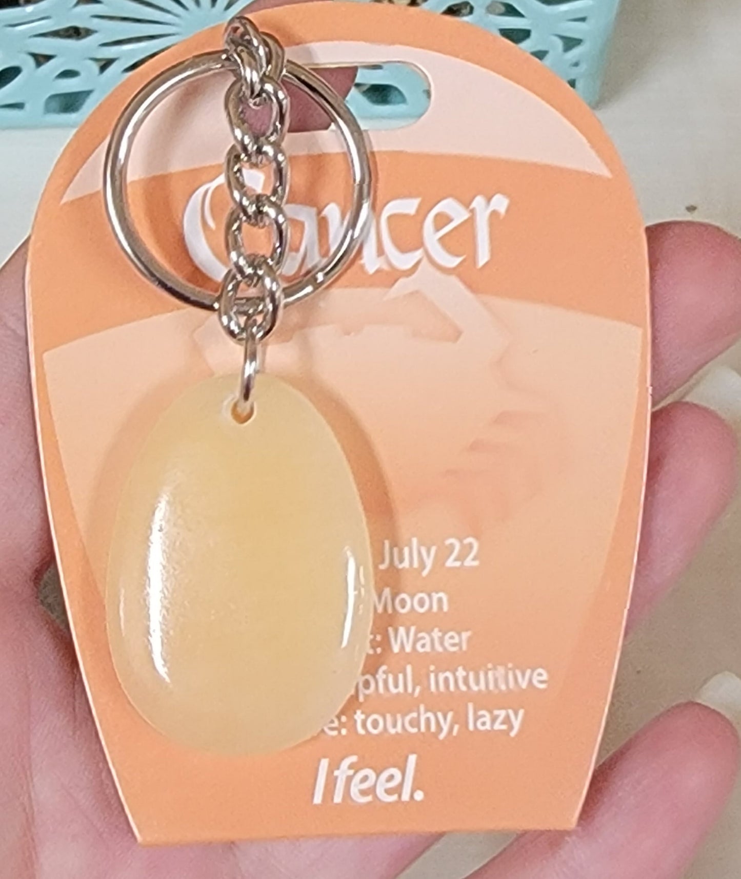 Cancer Zodiac Orange Calcite Keychain