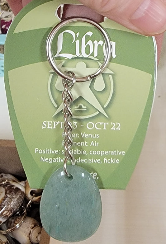 Libra Zodiac Green Aventurine Keychain