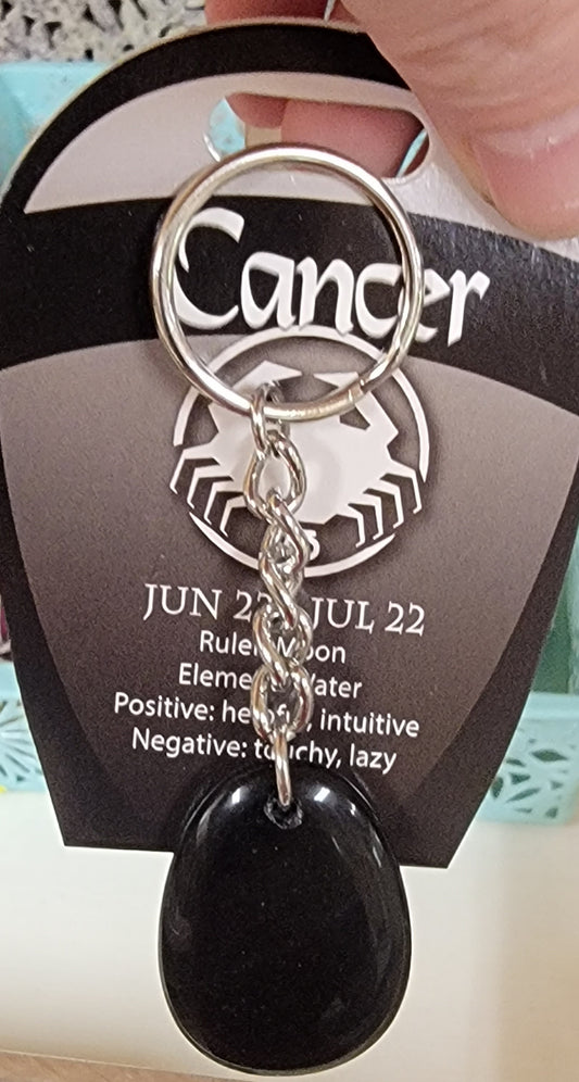 Cancer Black Obsidian Keychain