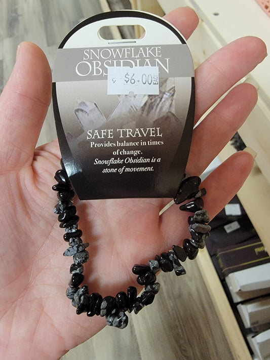 Snowflake Obsidian Safe Travel Bracelet